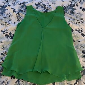 Double Layer Elegant Green Sleeveless Top - Sz M